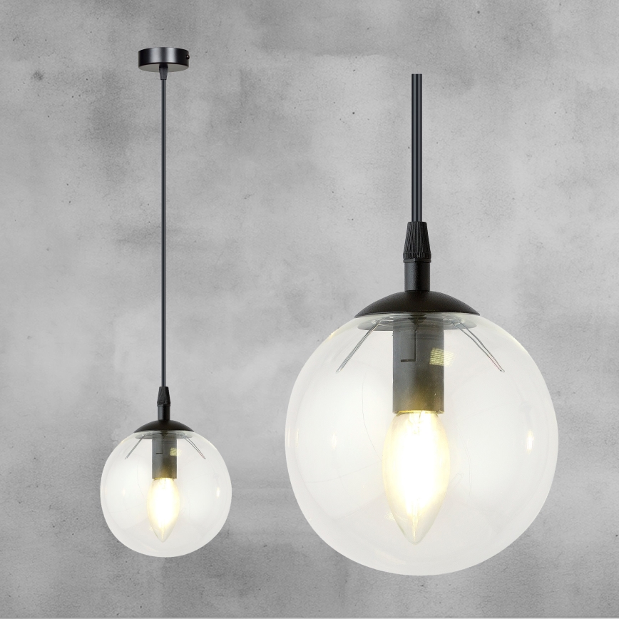 Luster na sajli COSMO 1xE14/10W/230V pr. 14 cm crno/prozirna
