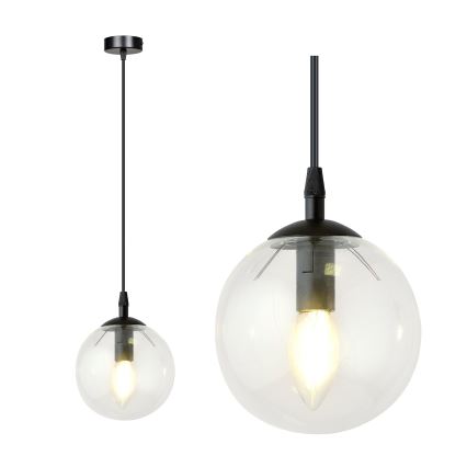 Luster na sajli COSMO 1xE14/10W/230V pr. 14 cm crno/prozirna