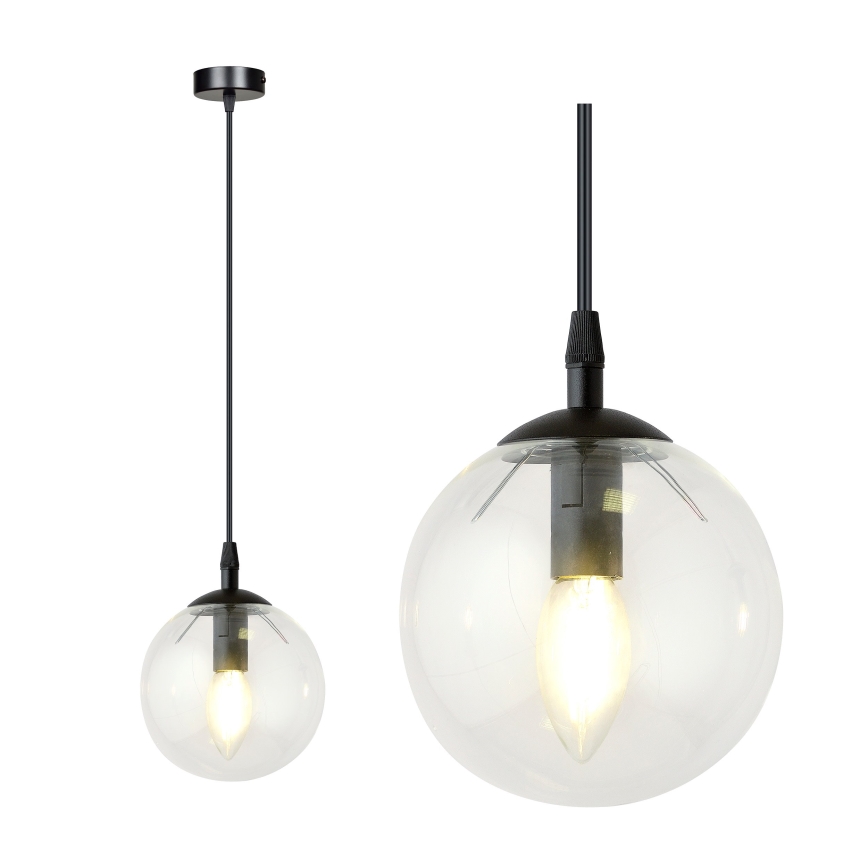 Luster na sajli COSMO 1xE14/10W/230V pr. 14 cm crno/prozirna