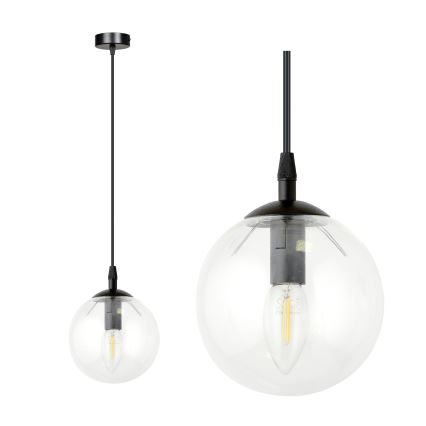 Luster na sajli COSMO 1xE14/10W/230V pr. 14 cm crno/prozirna