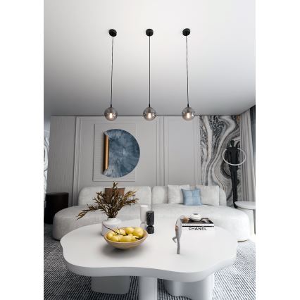 Luster na sajli COSMO 1xE14/10W/230V pr. 14 cm crno/sivo