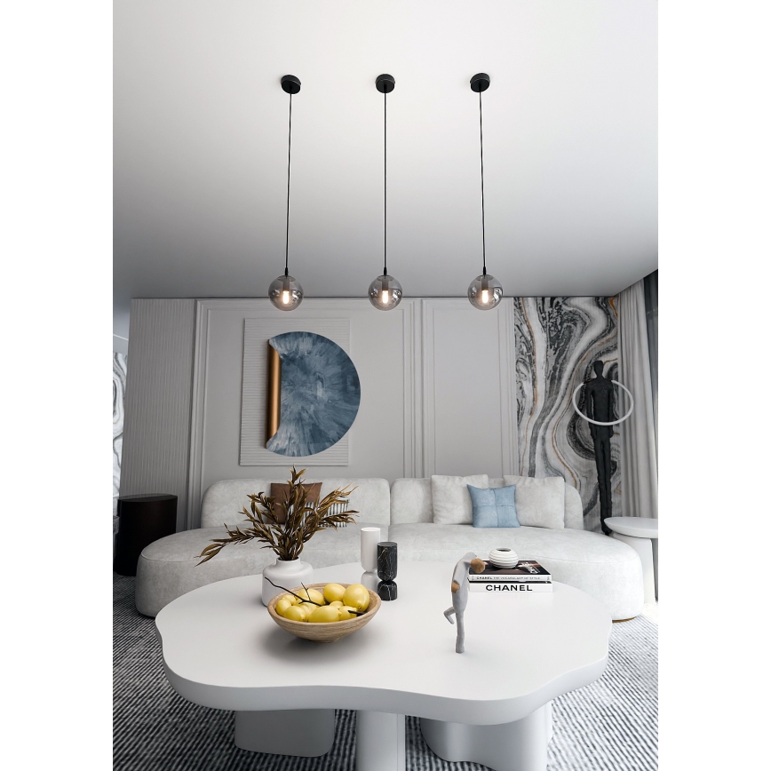 Luster na sajli COSMO 1xE14/10W/230V pr. 14 cm crno/sivo