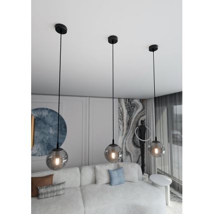Luster na sajli COSMO 1xE14/10W/230V pr. 14 cm crno/sivo