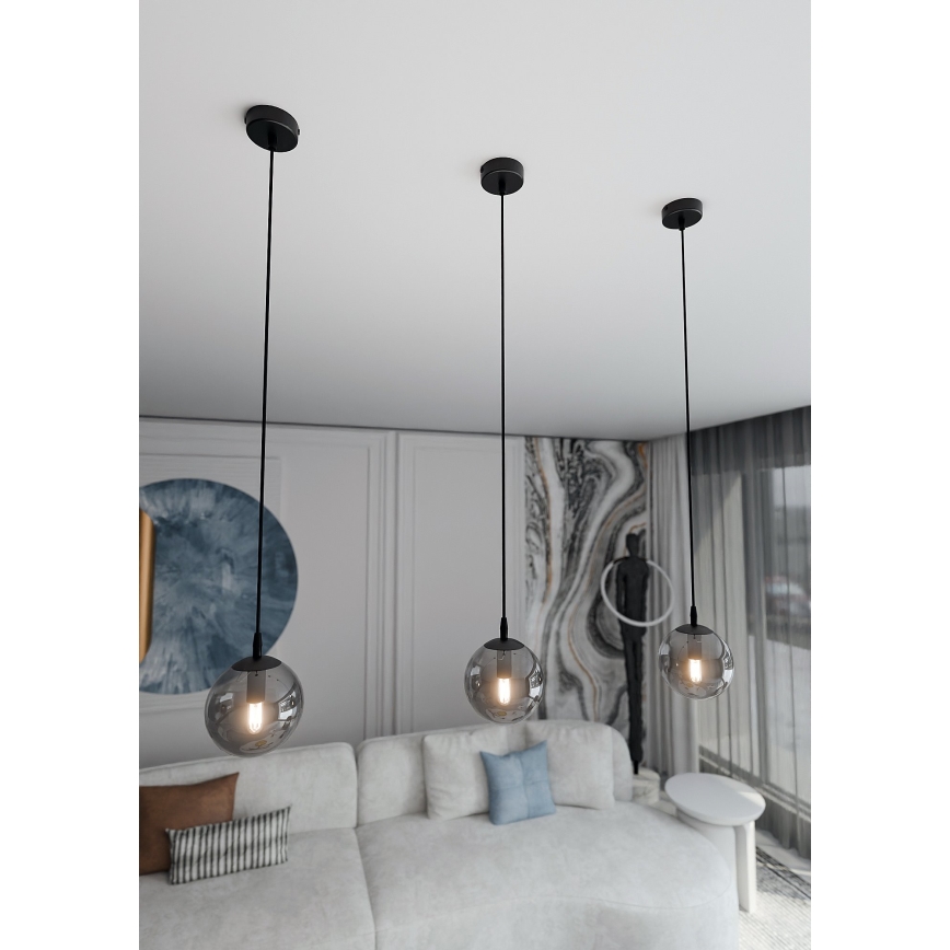 Luster na sajli COSMO 1xE14/10W/230V pr. 14 cm crno/sivo