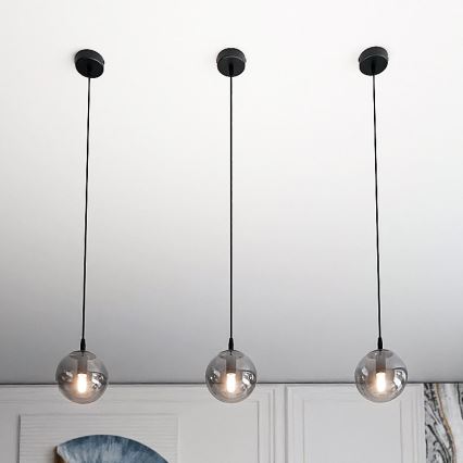 Luster na sajli COSMO 1xE14/10W/230V pr. 14 cm crno/sivo