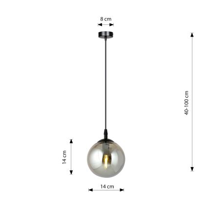 Luster na sajli COSMO 1xE14/10W/230V pr. 14 cm crno/sivo