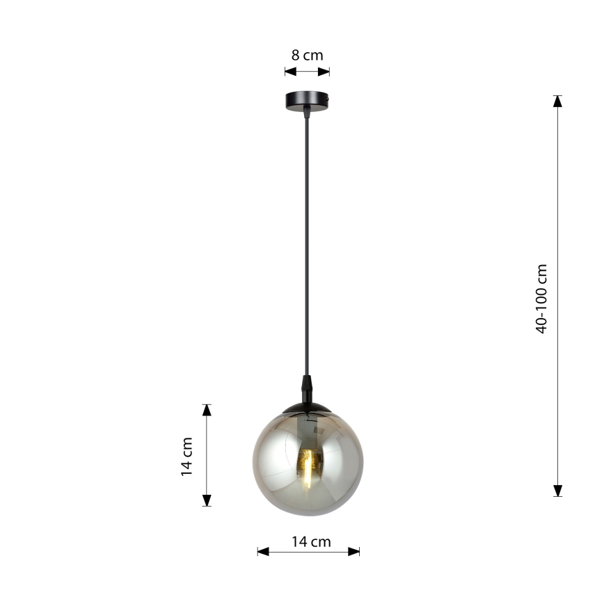 Luster na sajli COSMO 1xE14/10W/230V pr. 14 cm crno/sivo
