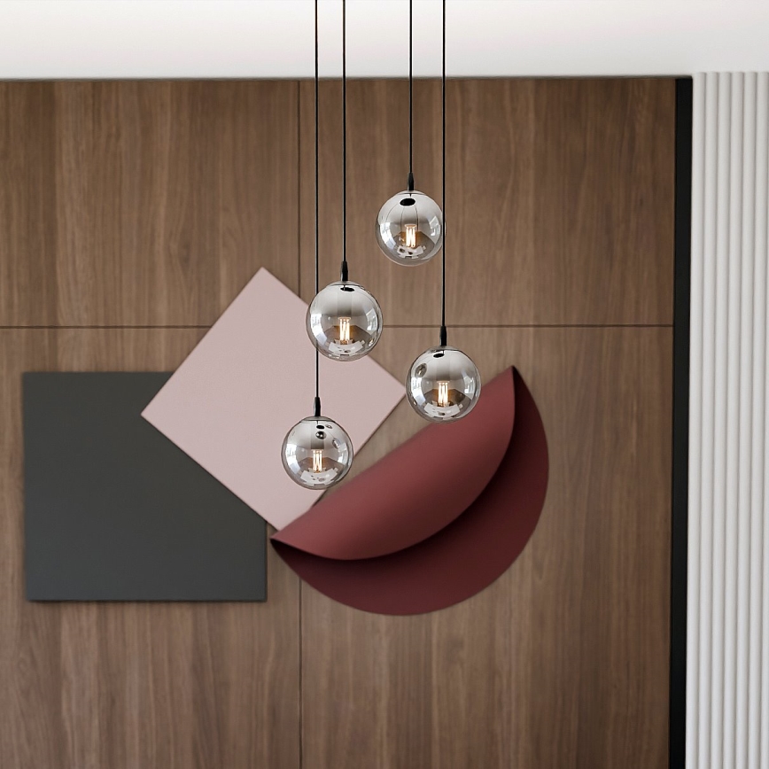 Luster na sajli COSMO 4xE14/10W/230V pr. 40 cm crno/sivo