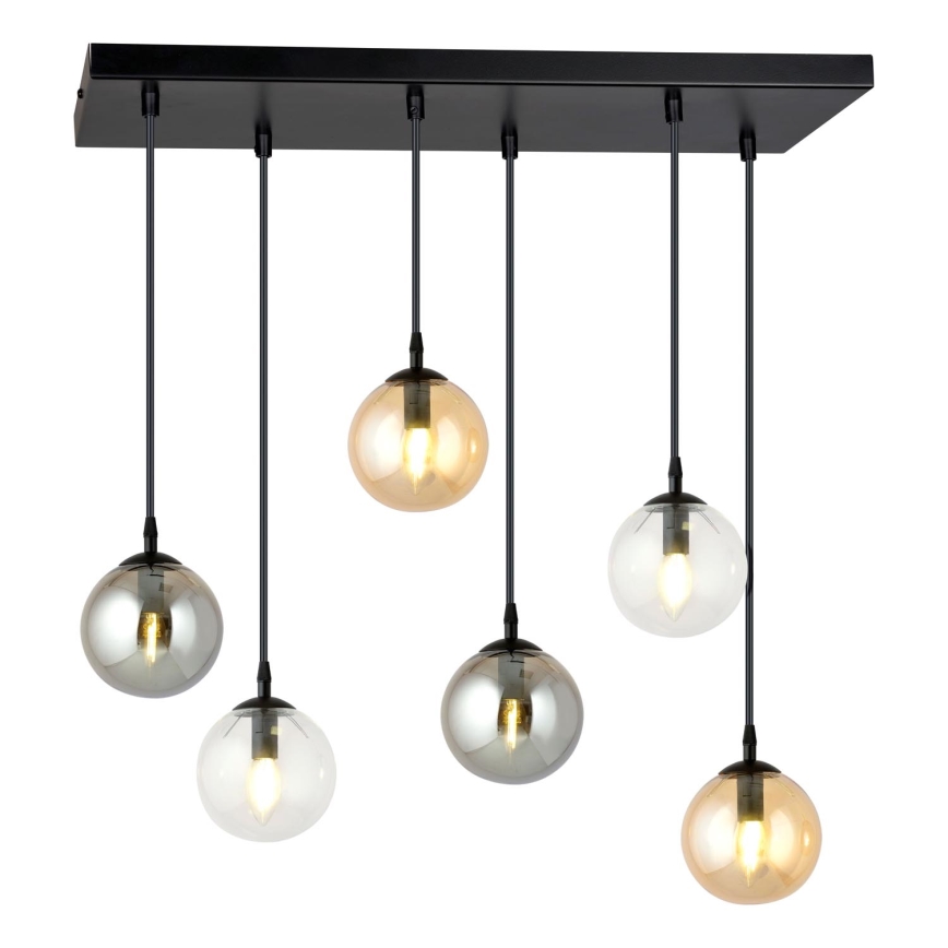 Luster na sajli COSMO 6xE14/10W/230V crno/sivo/bež/prozirna