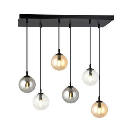 Luster na sajli COSMO 6xE14/10W/230V crno/sivo/bež/prozirna