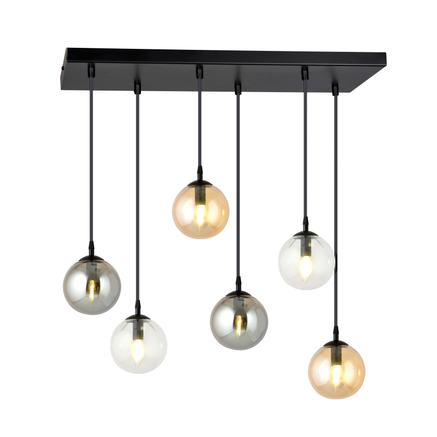 Luster na sajli COSMO 6xE14/10W/230V crno/sivo/bež/prozirna