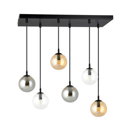 Luster na sajli COSMO 6xE14/10W/230V crno/sivo/bež/prozirna