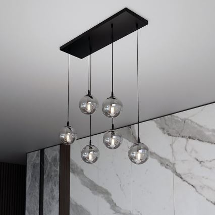 Luster na sajli COSMO 6xE14/10W/230V crno/sivo
