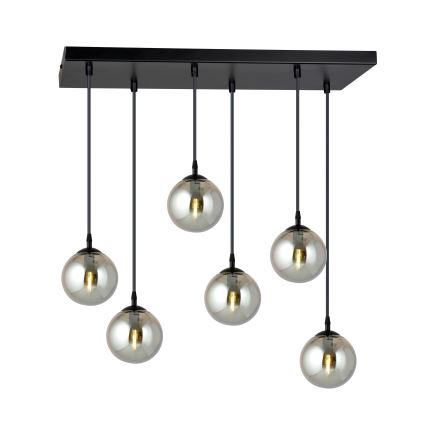 Luster na sajli COSMO 6xE14/10W/230V crno/sivo