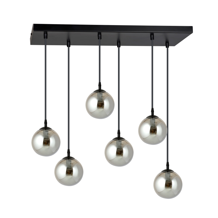 Luster na sajli COSMO 6xE14/10W/230V crno/sivo