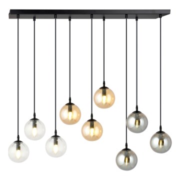 Luster na sajli COSMO 9xE14/10W/230V crno/sivo/bež/prozirna