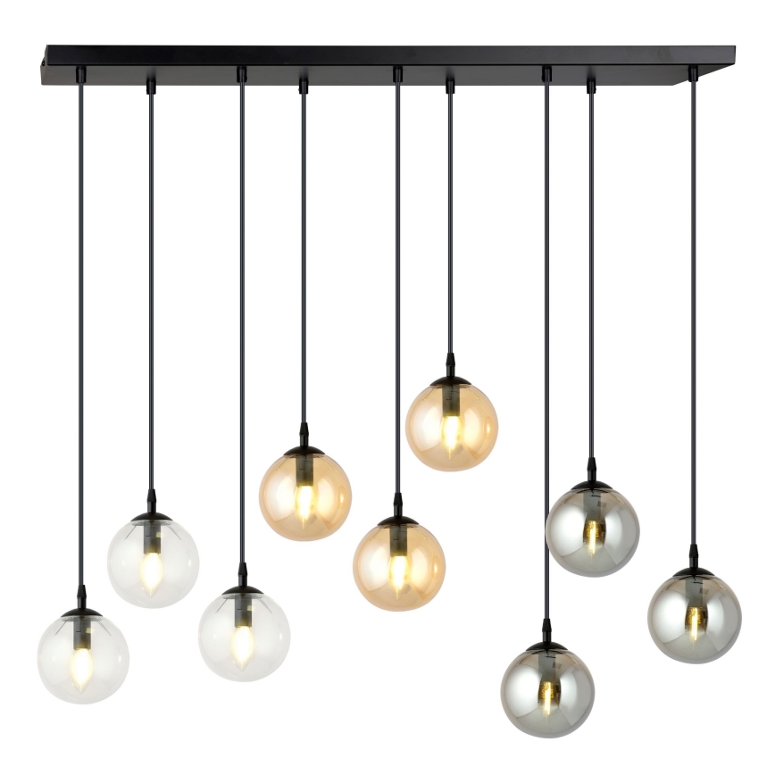 Luster na sajli COSMO 9xE14/10W/230V crno/sivo/bež/prozirna