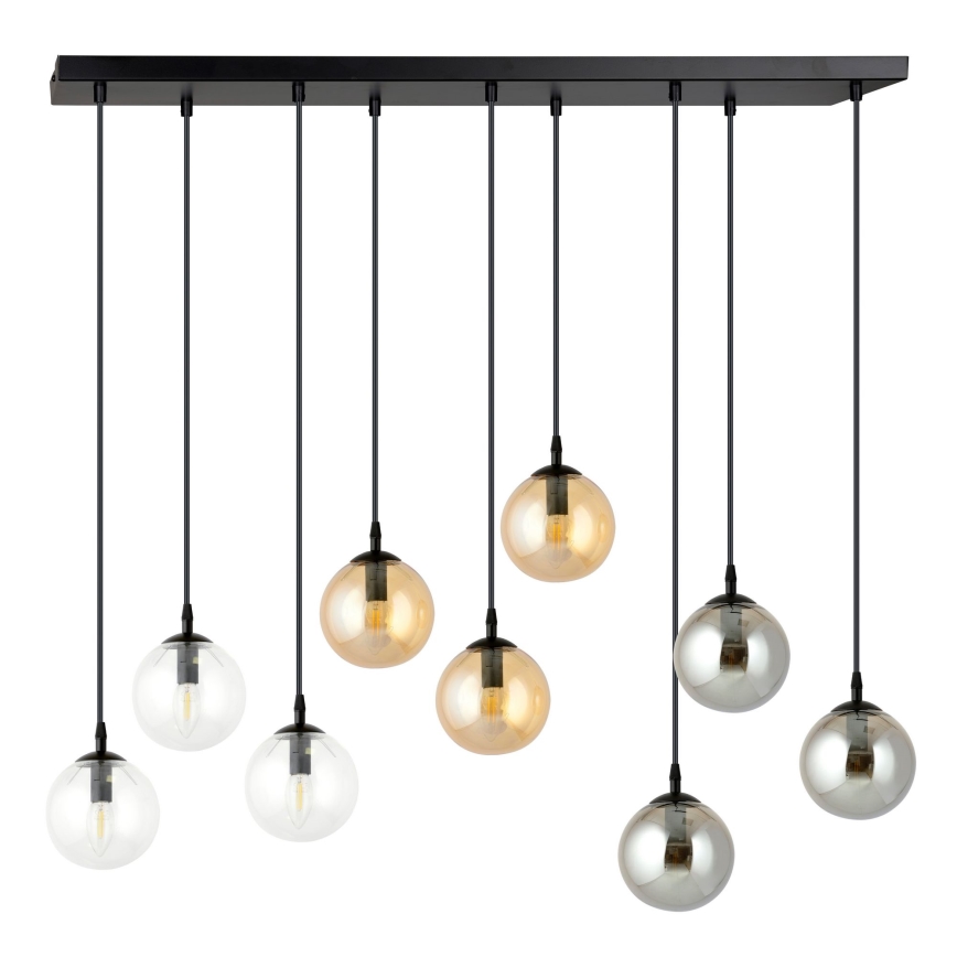 Luster na sajli COSMO 9xE14/10W/230V crno/sivo/bež/prozirna