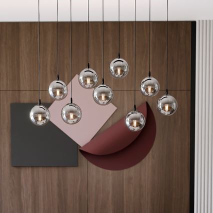 Luster na sajli COSMO 9xE14/10W/230V crno/sivo
