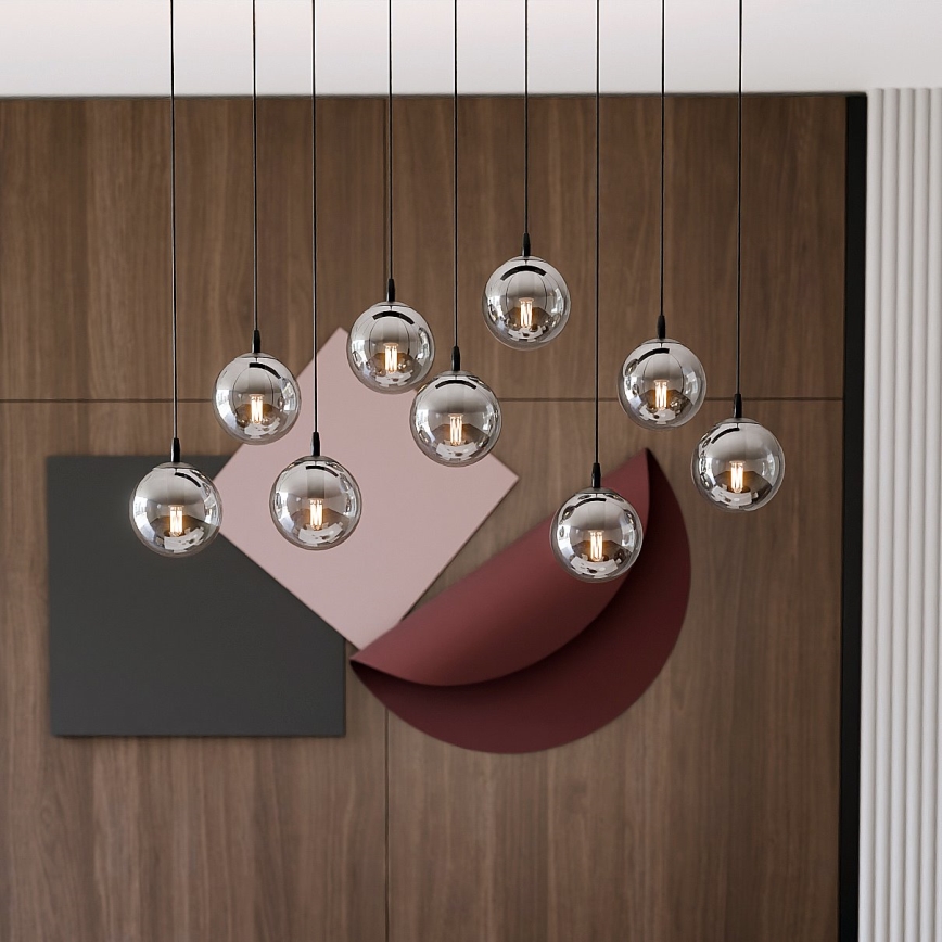 Luster na sajli COSMO 9xE14/10W/230V crno/sivo
