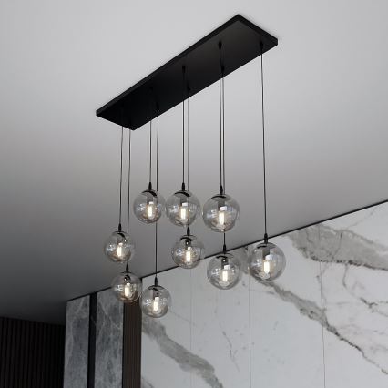 Luster na sajli COSMO 9xE14/10W/230V crno/sivo