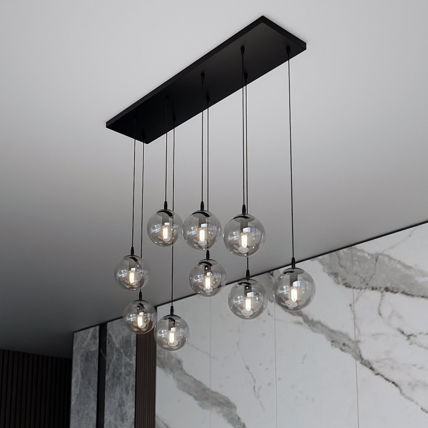 Luster na sajli COSMO 9xE14/10W/230V crno/sivo