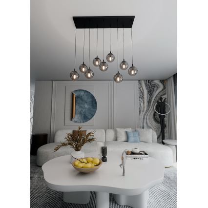 Luster na sajli COSMO 9xE14/10W/230V crno/sivo