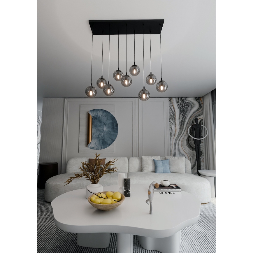 Luster na sajli COSMO 9xE14/10W/230V crno/sivo