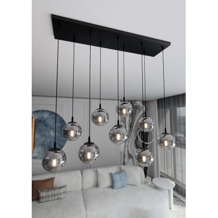 Luster na sajli COSMO 9xE14/10W/230V crno/sivo