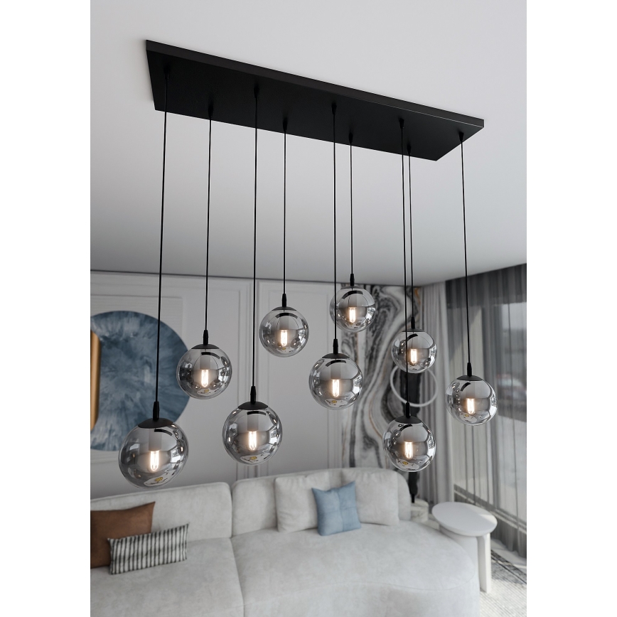 Luster na sajli COSMO 9xE14/10W/230V crno/sivo