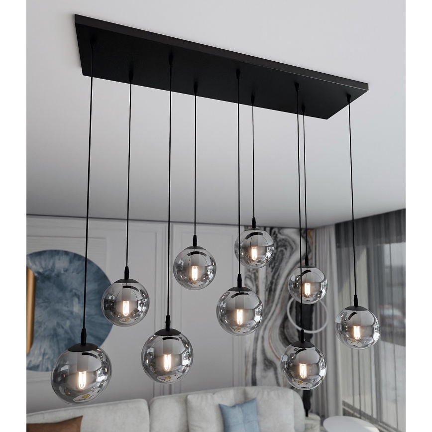 Luster na sajli COSMO 9xE14/10W/230V crno/sivo
