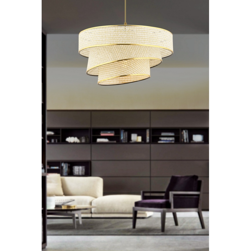 Luster na sajli COUPER 1xE27/60W/230V krem/zlatna