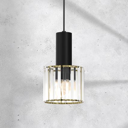 Luster na sajli CRISTAL 1xE27/60W/230V crno