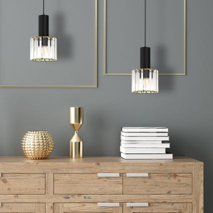 Luster na sajli CRISTAL 1xE27/60W/230V crno