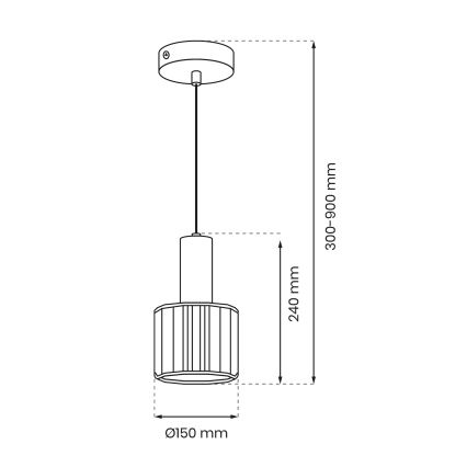 Luster na sajli CRISTAL 1xE27/60W/230V crno