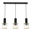 Luster na sajli CRISTAL 3xE27/60W/230V crno
