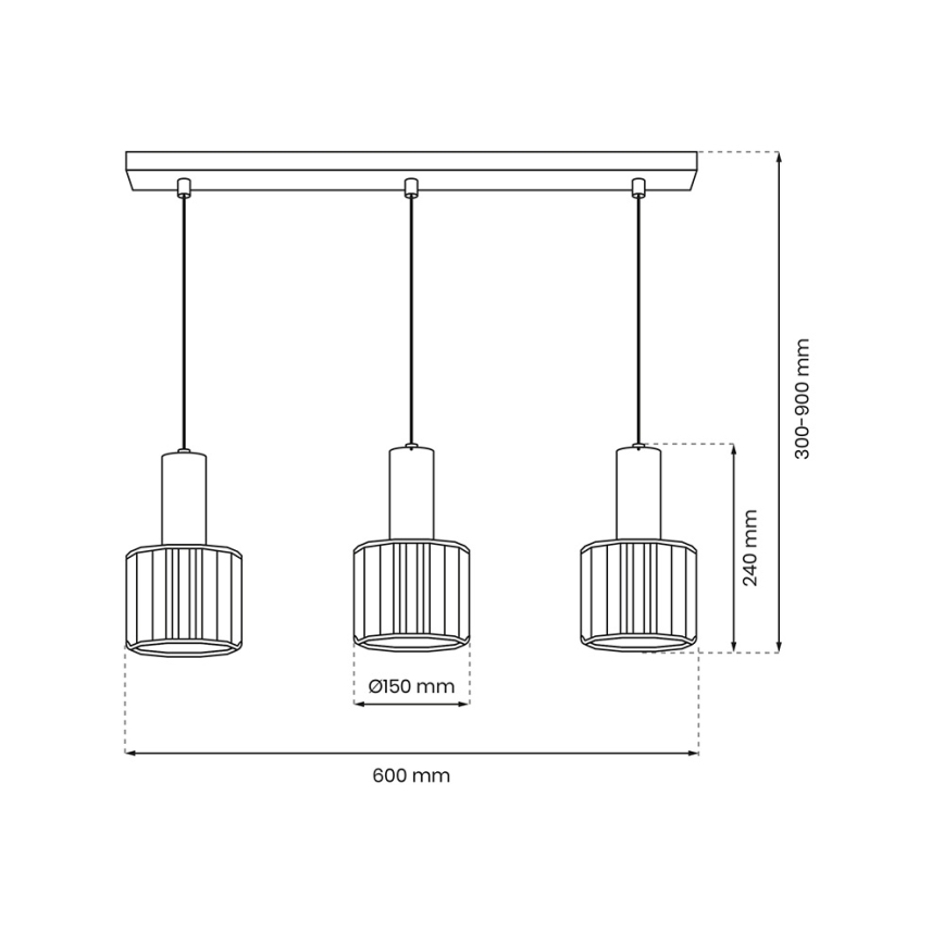 Luster na sajli CRISTAL 3xE27/60W/230V crno