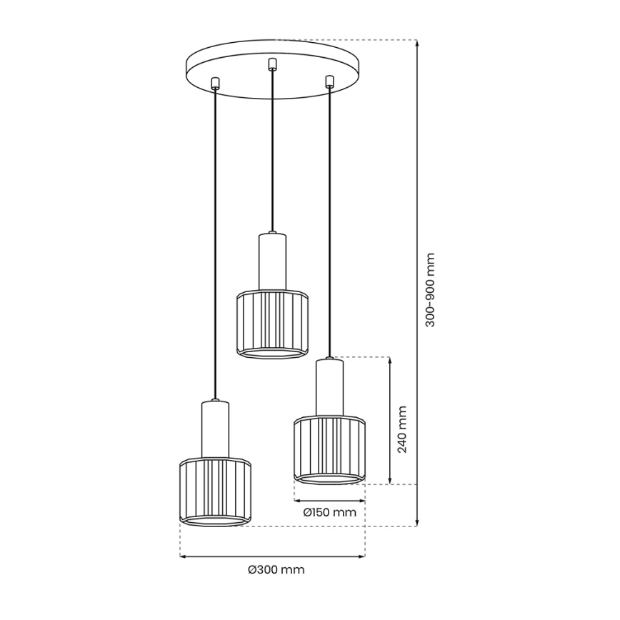 Luster na sajli CRISTAL 3xE27/60W/230V crno
