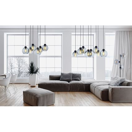 Luster na sajli CUBUS 8xE27/60W/230V crno