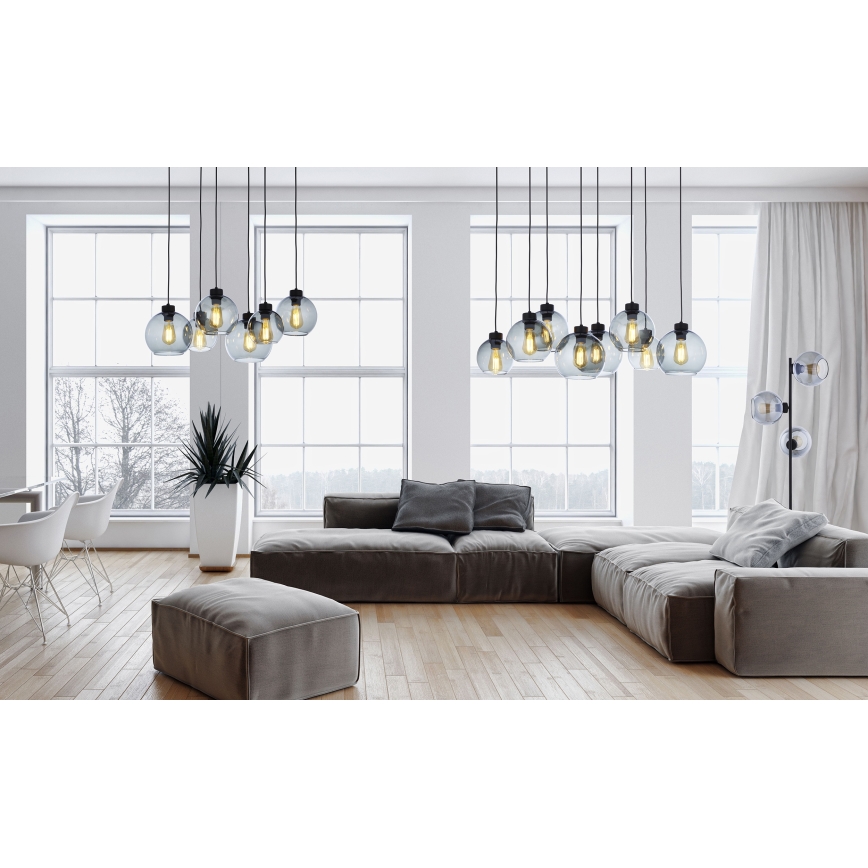 Luster na sajli CUBUS 8xE27/60W/230V crno