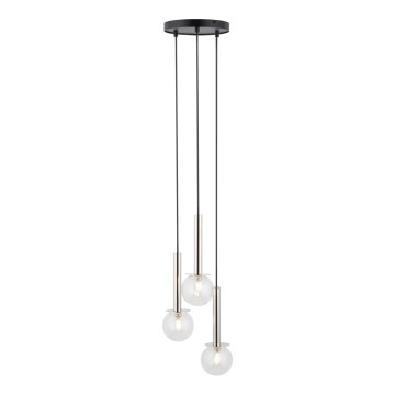 Luster na sajli DAISY 3xG9/12W/230V pr. 27 cm sjajni krom/crno/prozirna