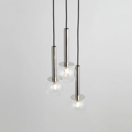 Luster na sajli DAISY 3xG9/12W/230V pr. 27 cm sjajni krom/crno/prozirna