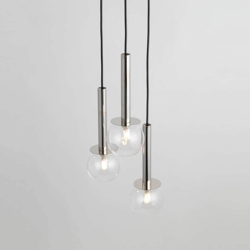 Luster na sajli DAISY 3xG9/12W/230V pr. 27 cm sjajni krom/crno/prozirna