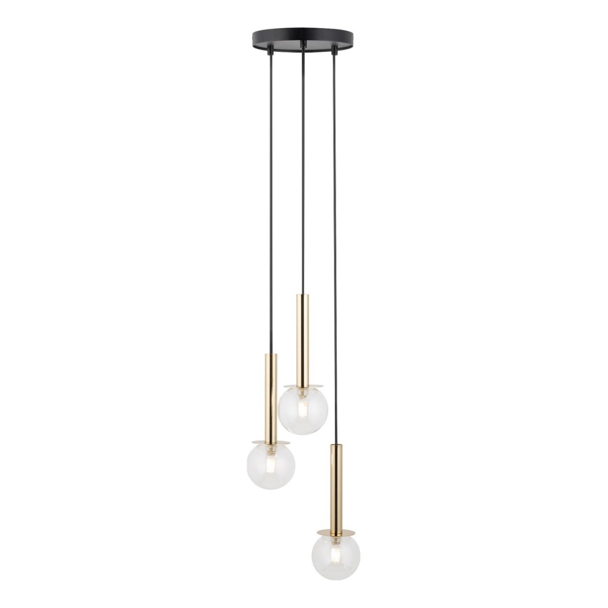 Luster na sajli DAISY 3xG9/12W/230V pr. 27 cm zlatna/crno/prozirna