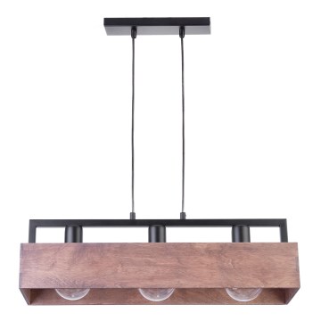 Luster na sajli DAKOTA 3xE27/60W/230V drvo/crno