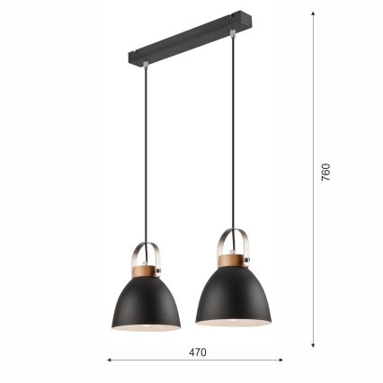 Luster na sajli DANIELLE 2xE27/60W/230V bukva