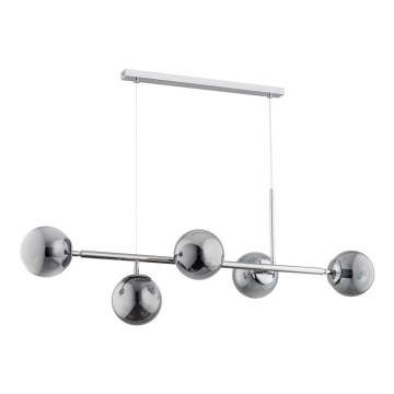 Luster na sajli DANSA 5xE14/10W/230V sivo/sjajni krom