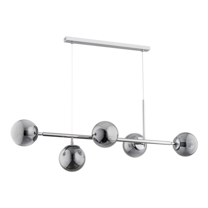 Luster na sajli DANSA 5xE14/10W/230V sivo/sjajni krom
