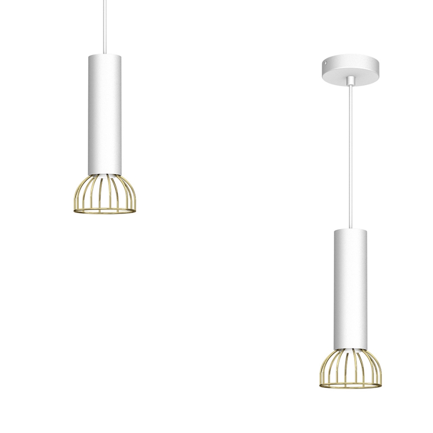 Luster na sajli DANTE 1xGU10/25W/230V bela/zlatna