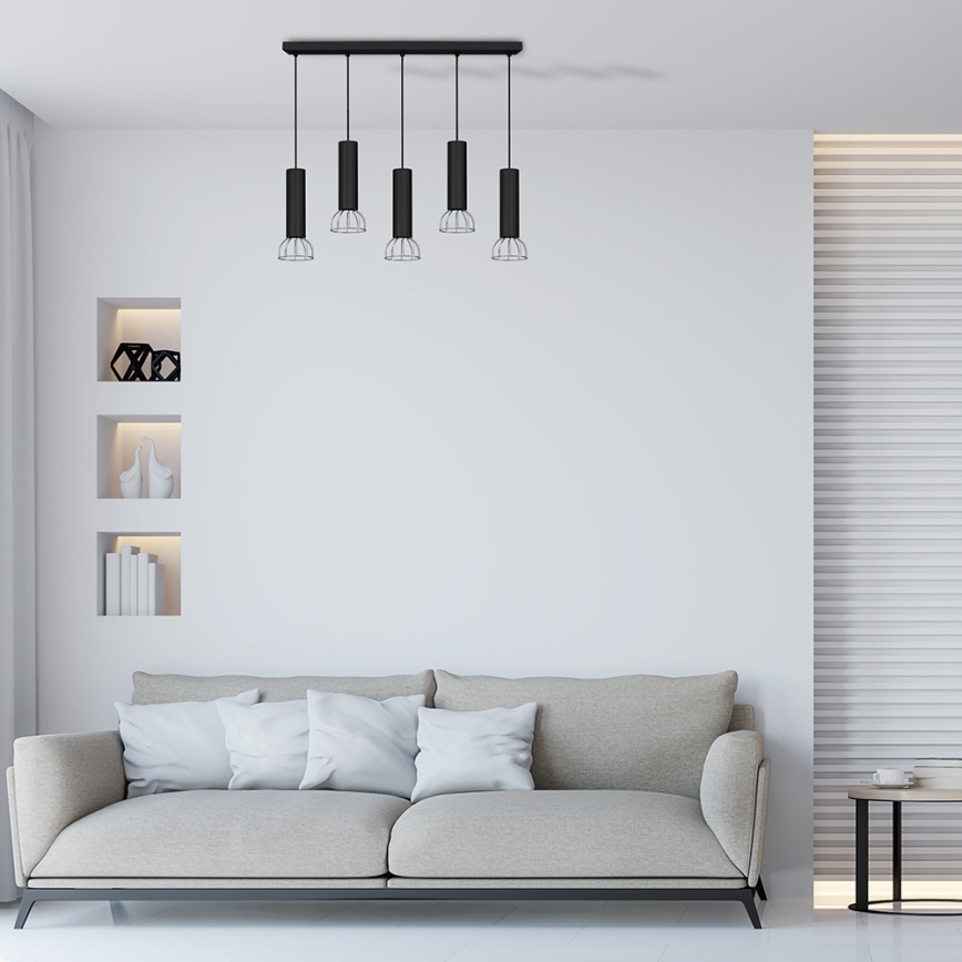 Luster na sajli DANTE 5xGU10/25W/230V crno/sjajni krom